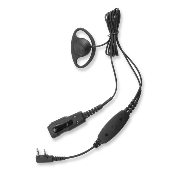 Kenwood TK Series D-Shape Earpiece, Inline Mic/PTT - 2 Pin