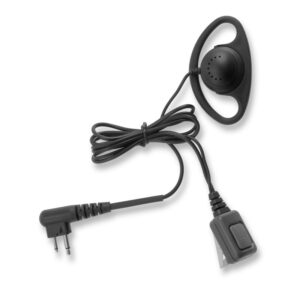 ICOM 2 Pin Right Angle D-Shaped Earpiece With Inline Mic/PTT