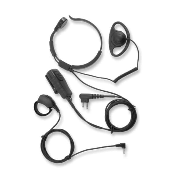 Kenwood TK Series D-Shape Earpiece, Throat Mic & PTT - 2 Pin