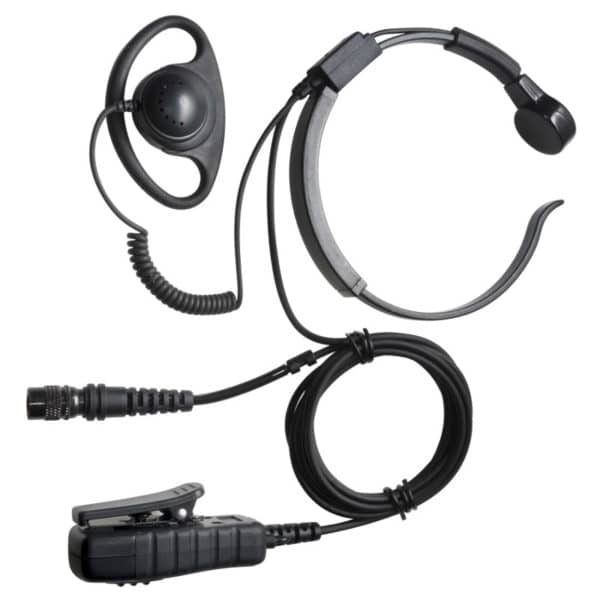 Hytera PD6/X1 Series Throat Microphone & D Shape Earpiece - Hirose Connector