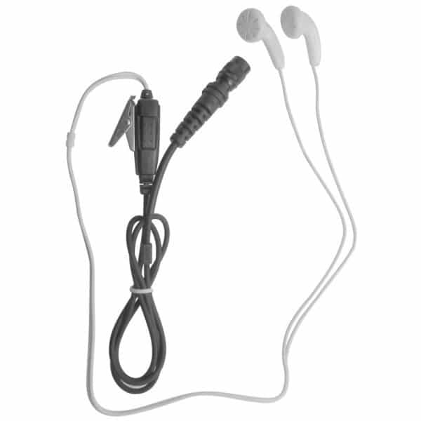 Motorola CP/GP Series Dual White Earbud & Inline Mic/PTT - Hirose Connector